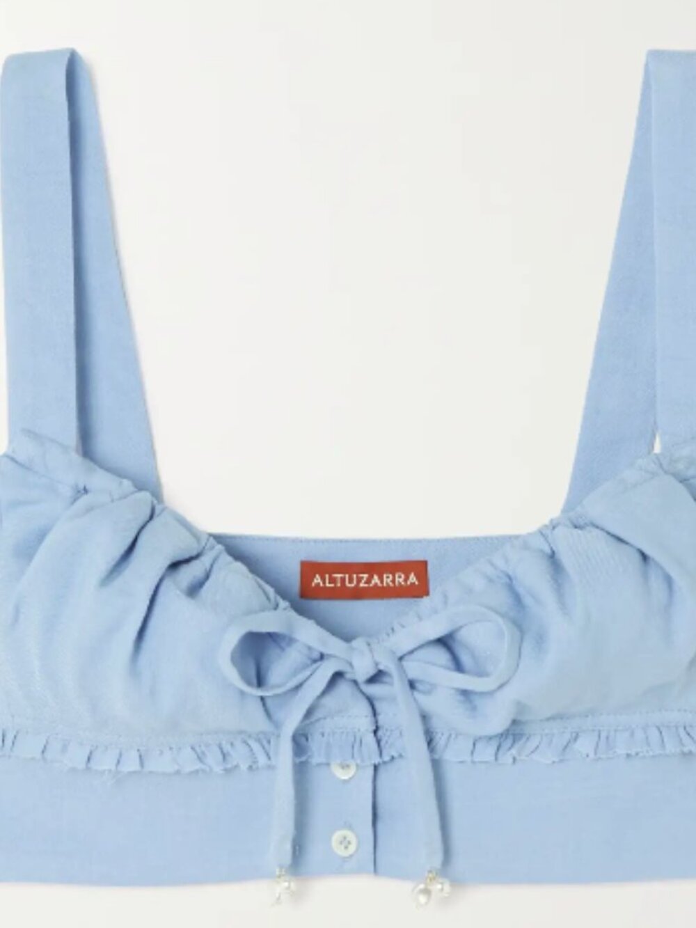 Altuzarra Cropped Ruffles Linen Blend Top